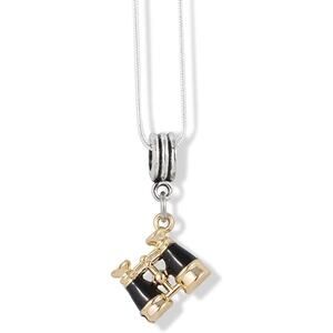 Binoculars Black and Gold Necklace Pendant Jewelry